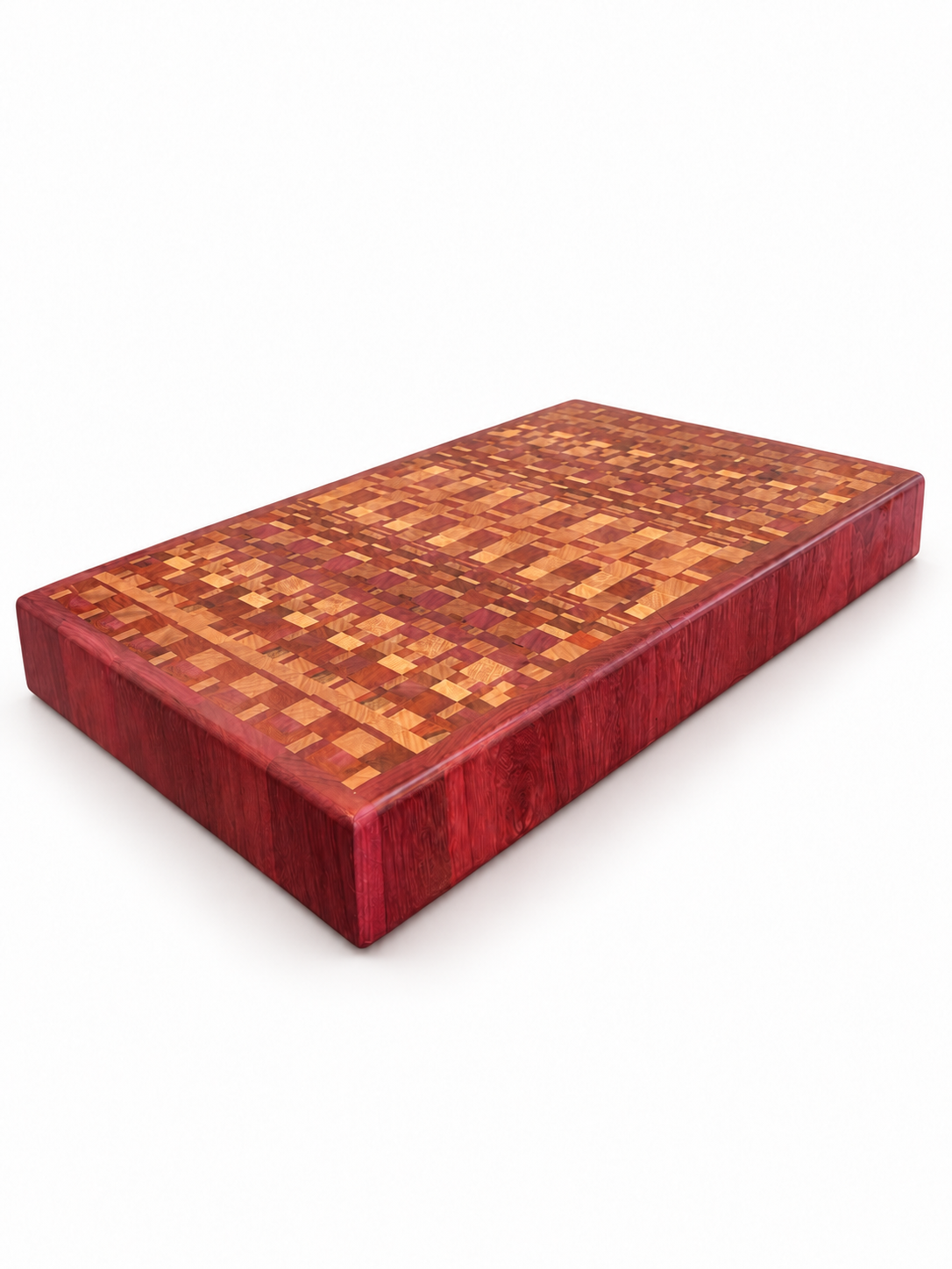 Chaotic end-grain cutting board, mirrored to match the other board photos